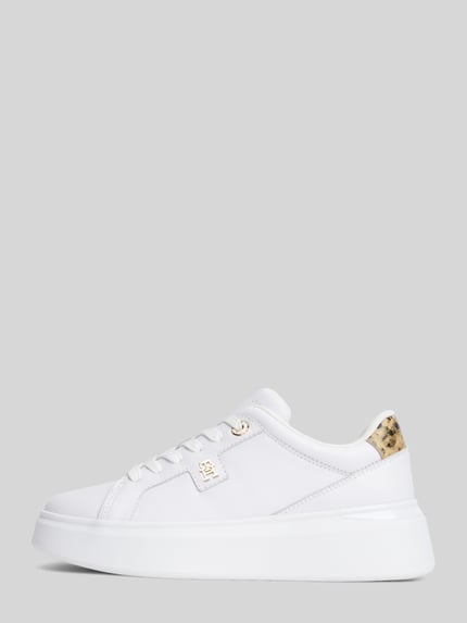 Tommy Hilfiger Sneaker aus echtem Leder mit Logo-Detail Weiss 2