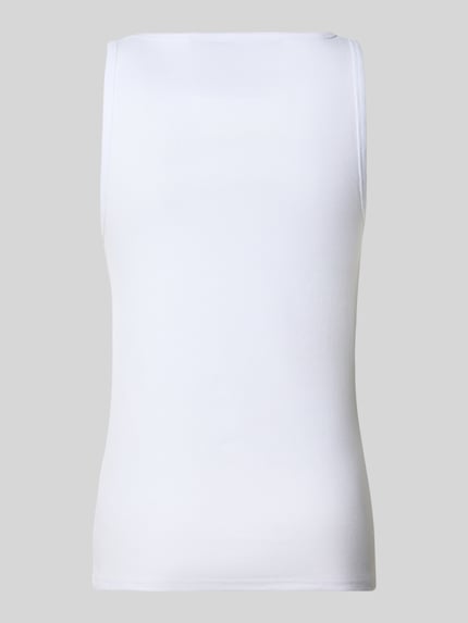 Produktfoto, białe top Tanktop in Ripp-Optik mit Rundhalsausschnitt od MCNEAL z mieszanki bawełny i elastanu, krój slim fit, efekt prążkowania, okrągły dekolt