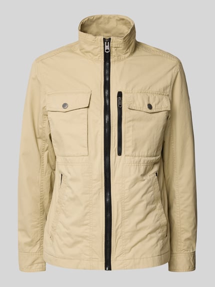 Produktfoto, Regular Fit Jacke aus reiner Baumwolle von Tom Tailor in heller Two-Tone-Optik mit Reißverschluss, Brusttaschen und seitlichen Eingrifftaschen