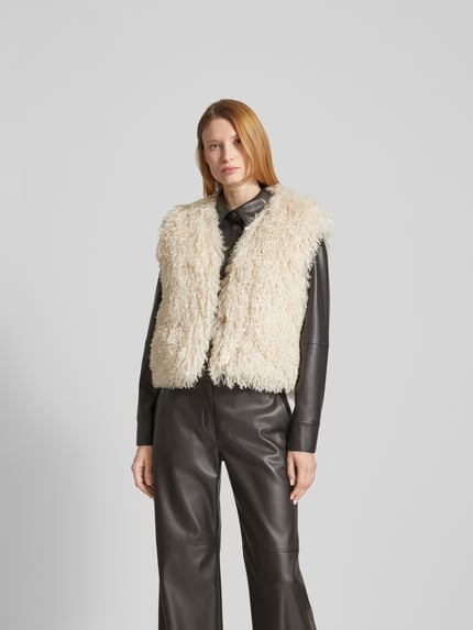 Nanushka Bodywarmer van imitatiebont Ecru - 4