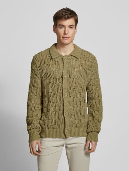 Jake*s Studio Men Cardigan mit Strukturmuster Mud 4