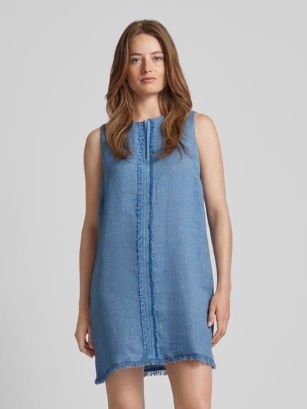 Stefanel Minikleid mit Leinen-Anteil Hellblau Melange 4