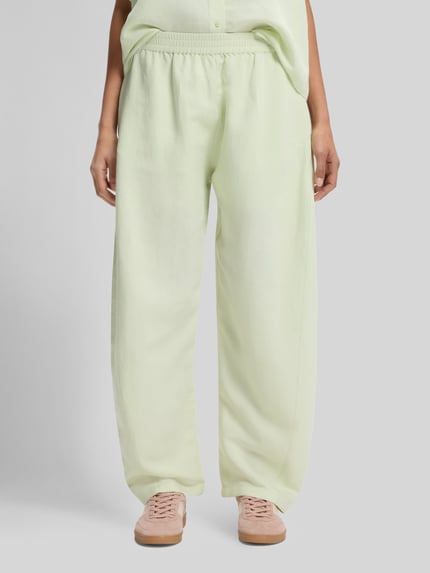 BOSS Orange regular fit barrel leg broek van linnenmix model 'TALINEN' Lichtgroen - 4