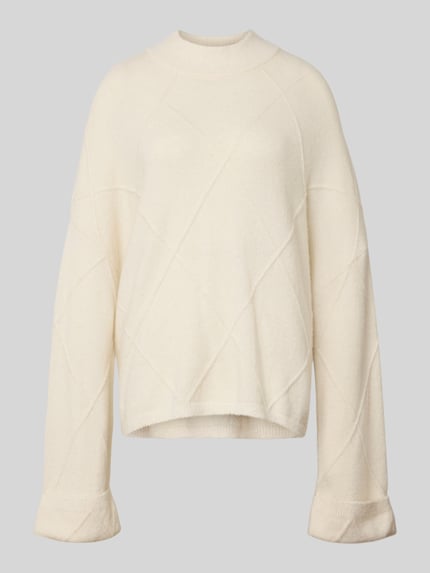 Produktfoto, Regular Fit Pullover mit Alpaka-Anteil Modell 'Liora' von OH APRIL in Strick-Optik, cremefarben, elastischer Material-Mix