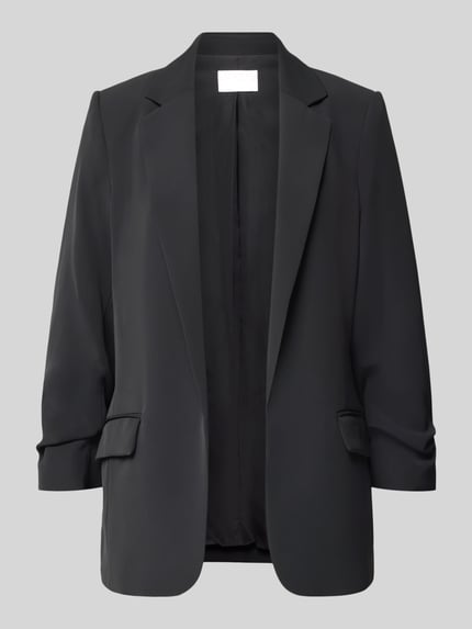 Produktfoto, Relaxed Fit Blazer mit Pattentaschen von Jake*s Collection in Schwarz, Material-Mix mit Stretch, Reverskragen, Ärmel mit Raffungen