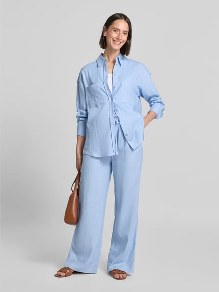 GUIDO MARIA KRETSCHMER WOMAN Stoffhose aus Leinen-Viskose-Mix Modell 'MATHILDA' Bleu 1