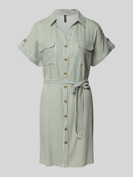 VERO MODA Sukienka mini taliowana z czystej wiskozy model ‘BUMPY’ Trzcinowy 2