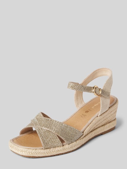 Tamaris Wedges in gevlochten look Goud gemêleerd - 1