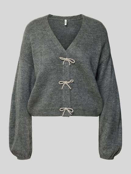 ONLY Pullover mit Kordel-Schnürung vorne Mittelgrau Melange 1