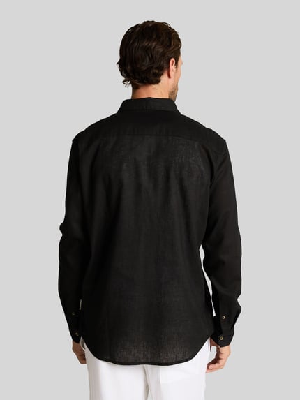 Tom Tailor Regular Fit Freizeithemd aus Leinen-Baumwolle-Mix Black 5