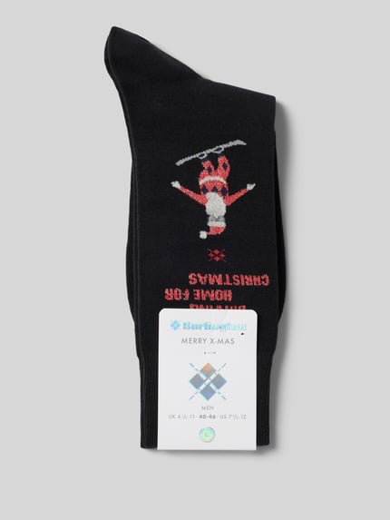 Burlington Socken mit Motiv Modell 'Snowboarding Santa' Black 3
