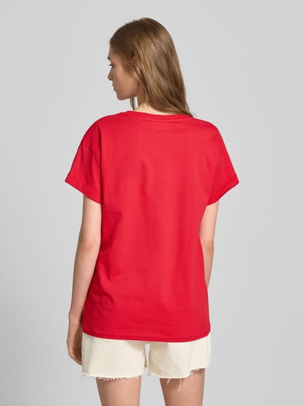 Colourful Rebel T-shirt met labelprint Rood - 5