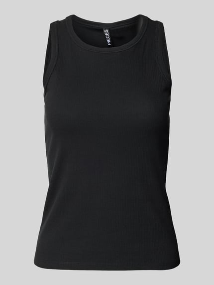 PIECES Regular Fit Tank Top in Rippoptik Modell 'RUKA' Black 2