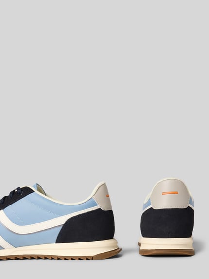 Produktfoto, Low Top Sneaker mit Lederoptik-Details Modell 'ZAYN_LOWP_NYMI' von BOSS Orange, wielokolorowy, zaokrąglony nosek, płaski obcas, label print, sznurowanie, profilowana podeszwa, detale imitujące skórę