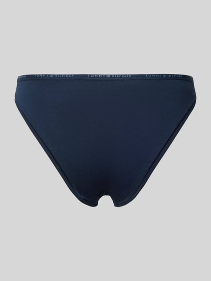 Produktfoto, Slip aus Baumwoll-Mix von TOMMY HILFIGER, Optik: Unifarben, Label-Print, Label-Prägung, Bundabschluss: elastisch, Materialverarbeitung: Stretch-Jersey, Farbe: Dunkelblau.