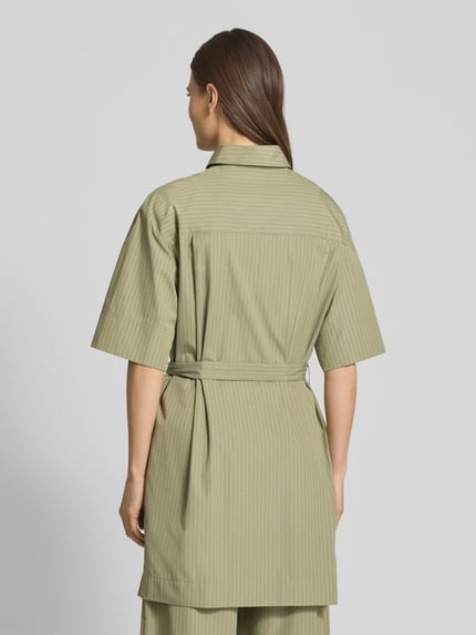 MM by Max Mara Sukienka koszulowa z wiązanym paskiem model ‘SOSPIRO’ Khaki 5