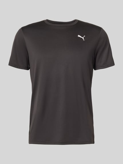 Produktfoto, T-Shirt met logo en ronde hals van PUMA PERFORMANCE, regular fit, zwart, heren, achterlengte maat M 70 cm, eenvoudige textuur