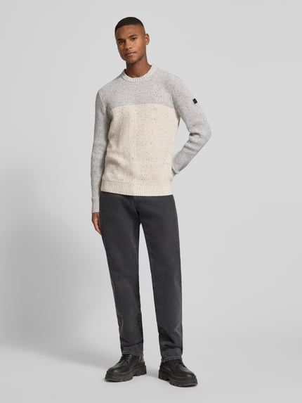 Tom Tailor Regular Fit Strickpullover aus Baumwoll-Mix  Offwhite Melange 1