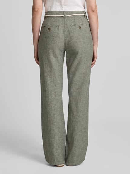 Christian Berg Woman Stoffhose aus Leinen-Baumwoll-Mix mit Bindegürtel Khaki Melange 5