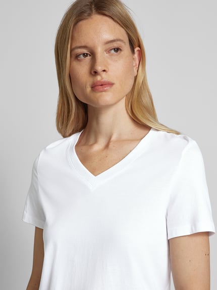 Selected T-Shirt mit V-Ausschnitt Modell 'ESSENTIAL' Weiss 3