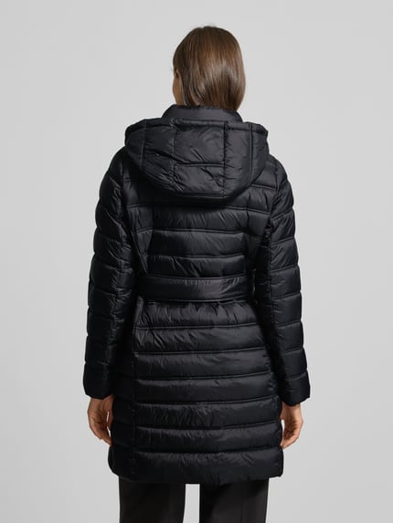 MICHAEL Michael Kors Gewatteerde mantel met tailleband model 'Longline' Zwart - 5