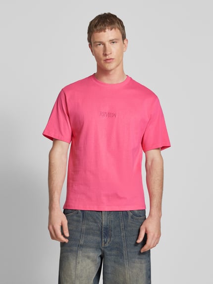 REVIEW T-Shirt mit Label-Stitching Pink 4
