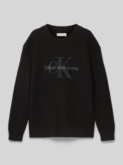 Calvin Klein Jeans Strickpullover mit Rundhalsausschnitt Modell 'TOWELLING' Black 1