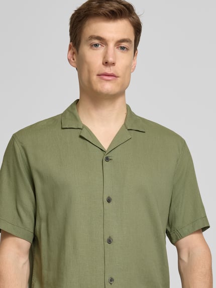 Tom Tailor Denim Koszula casualowa o kroju relaxed fit z mieszanki wiskozy i lnu Oliwkowy 3