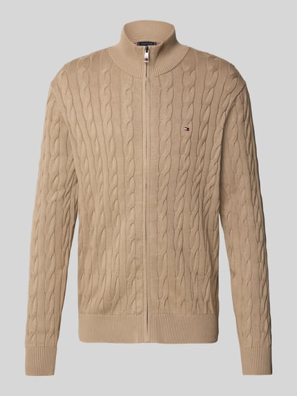 Tommy Hilfiger Regular fit gebreid jack van puur katoen Taupe - 2