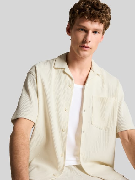 Tom Tailor Denim regular fit vrijetijdsoverhemd van katoenmix Offwhite - 3