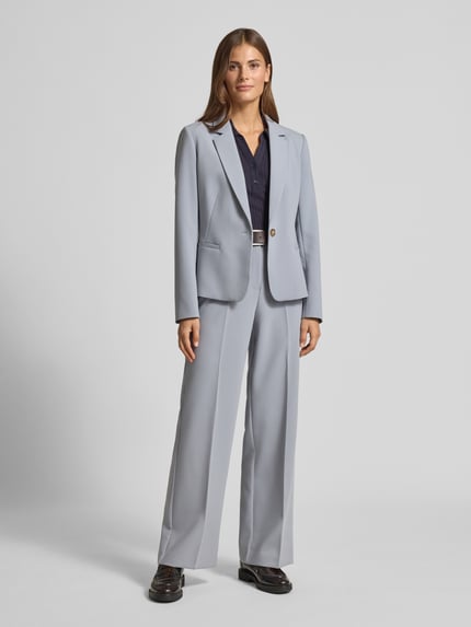 COMMA Wide fit stoffen broek met viscose en persplooien Rookblauw - 1