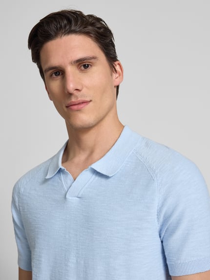 s.Oliver RED LABEL Regular fit poloshirt met structuur van vlamgaren Lichtblauw - 3