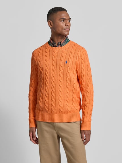 Polo Ralph Lauren Sweter z dzianiny z wyhaftowanym logo Pomarańczowy melanż 4