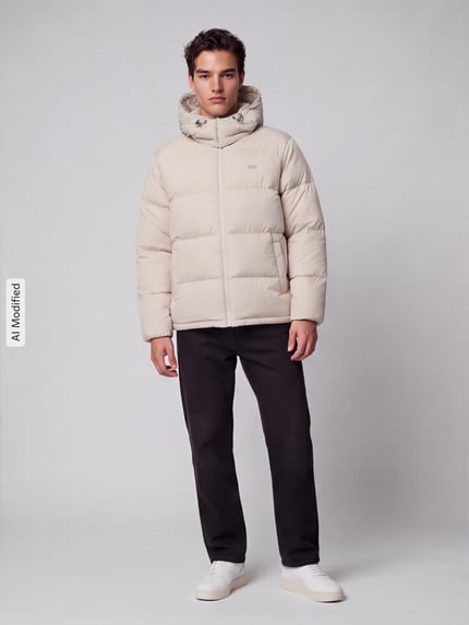 Levi's® kurtka pikowana o kroju regular fit z odpinanym kapturem Beżowy 1