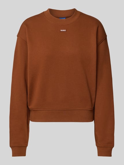 Produktfoto, brązowa bluza Regular Fit Sweatshirt aus reiner Baumwolle model 'Delessa_B' od HUGO, gładka faktura, damska bluza HUGO Blue