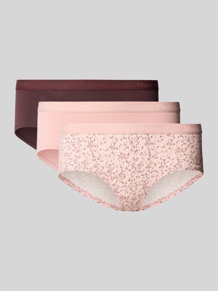 Produktfoto, Panty aus Baumwoll-Mix im 3er-Pack von Marc O'Polo, sanfte Rosatöne, florales Muster, glatte und weiche Textur, Damen Panty