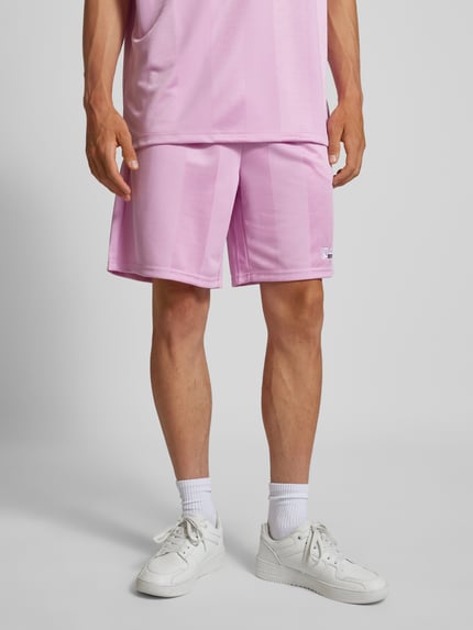 Karl Kani Korte regular fit broek met labelstitching Felroze - 4