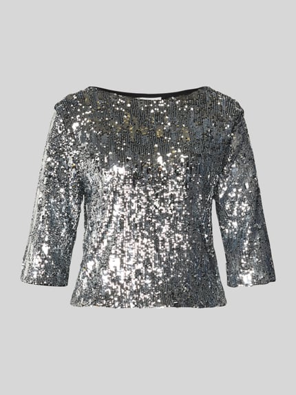 GUIDO MARIA KRETSCHMER WOMAN Regular Fit Bluse mit Allover-Pailettenbesatz Modell 'Asya' Silber 2