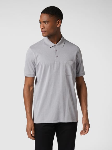 RAGMAN Regular Fit Poloshirt mit Brusttasche Silber Melange 4