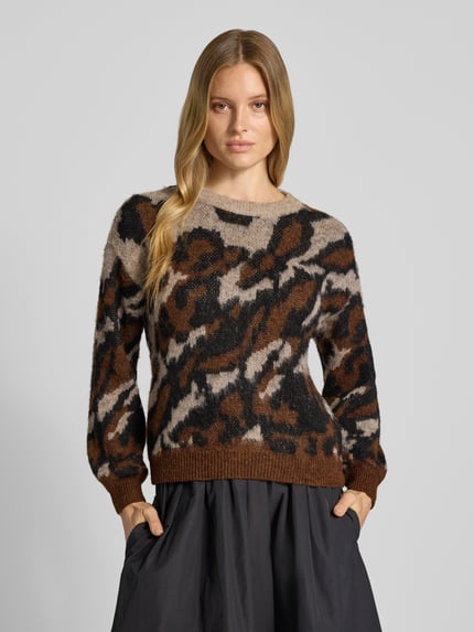 VILA Oversized Strickpullover mit Woll-Anteil Modell 'LOMA' Dunkelbraun 4