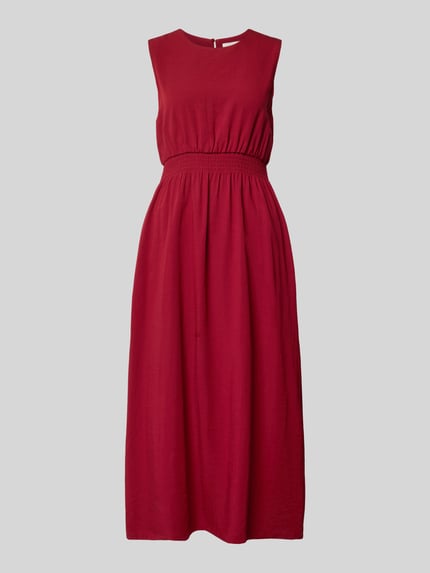Produktfoto, dames midi-jurk van viscosemix met linnen, ronde hals, A-lijn, elastische tailleband, model 'Daria' van MSCH Copenhagen, mix van viscose en linnen, ruglengte maat S 125 cm, borstwijdte maat S 44 cm