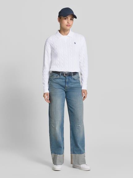 Polo Ralph Lauren Regular Fit Pullover mit Polokragen Weiss 1
