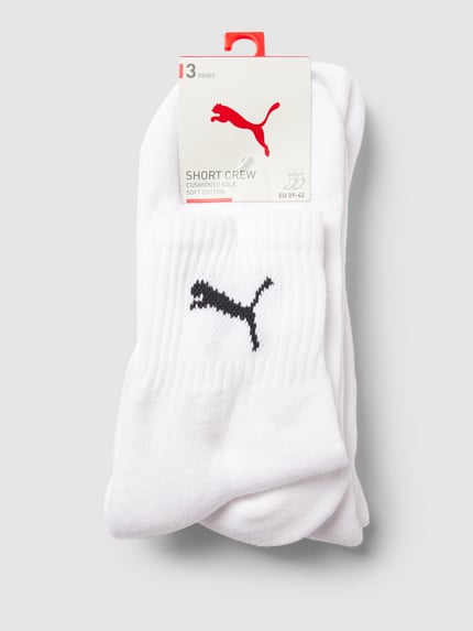 PUMA Sokken met labeldetail in een set van 3 paar, model 'SHORT CREW' Wit - 3