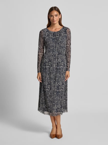 Tom Tailor Tailliertes Freizeitkleid aus Mesh Dunkelblau 4