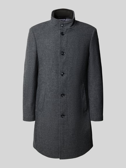 Christian Berg Men Regular Fit Wollmantel mit Stehkragen Modell 'TORRES' Anthrazit 1