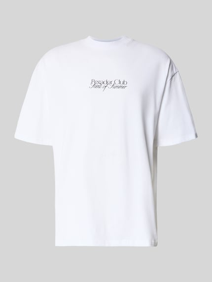 Produktfoto, Oversized T-Shirt mit Label-Print Modell 'Ramon' von PEGADOR, weiß, Reine Baumwolle, Rundhalsausschnitt, Rückenlänge 70 cm, Herren T-Shirt