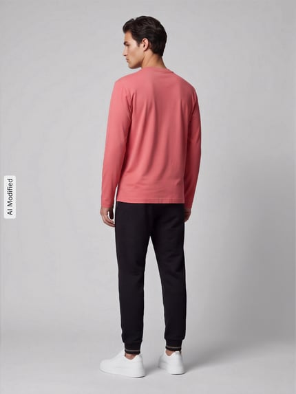 BOSS Green Regular Fit Langarmshirt aus Baumwoll-Mix Modell 'Tee Long' Pink 5