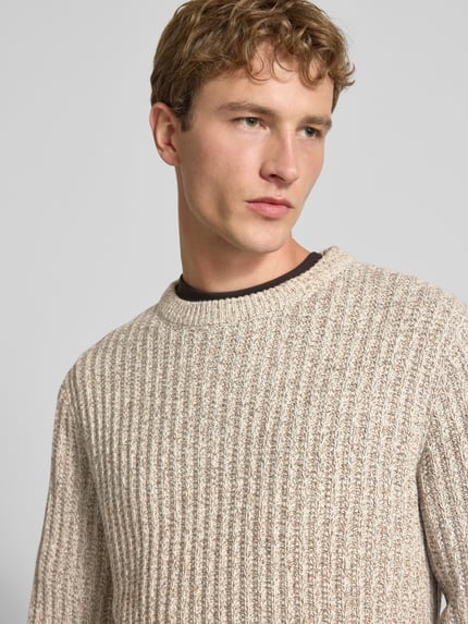 JACK & JONES Regular Fit Strickpullover aus Baumwoll-Mix Modell 'AXON' Beige 3