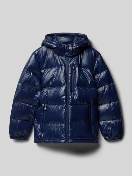 Polo Ralph Lauren Teens Donsjack met labelstitching Marineblauw - 1
