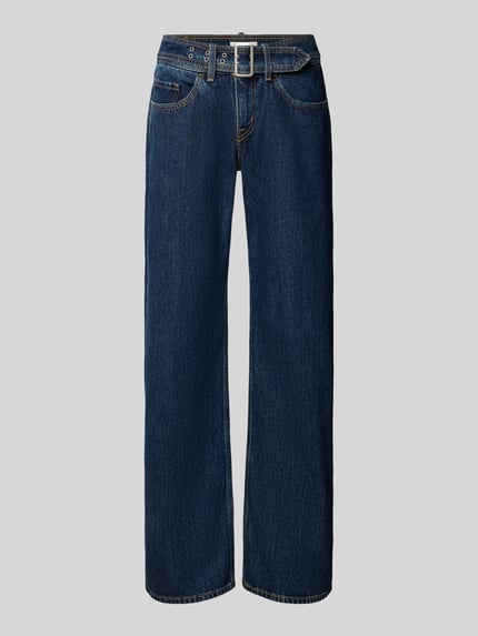 Jeansy o kroju straight fit z czystej bawełny model 'SUPERLOW' Shop The Look MANNEQUINE